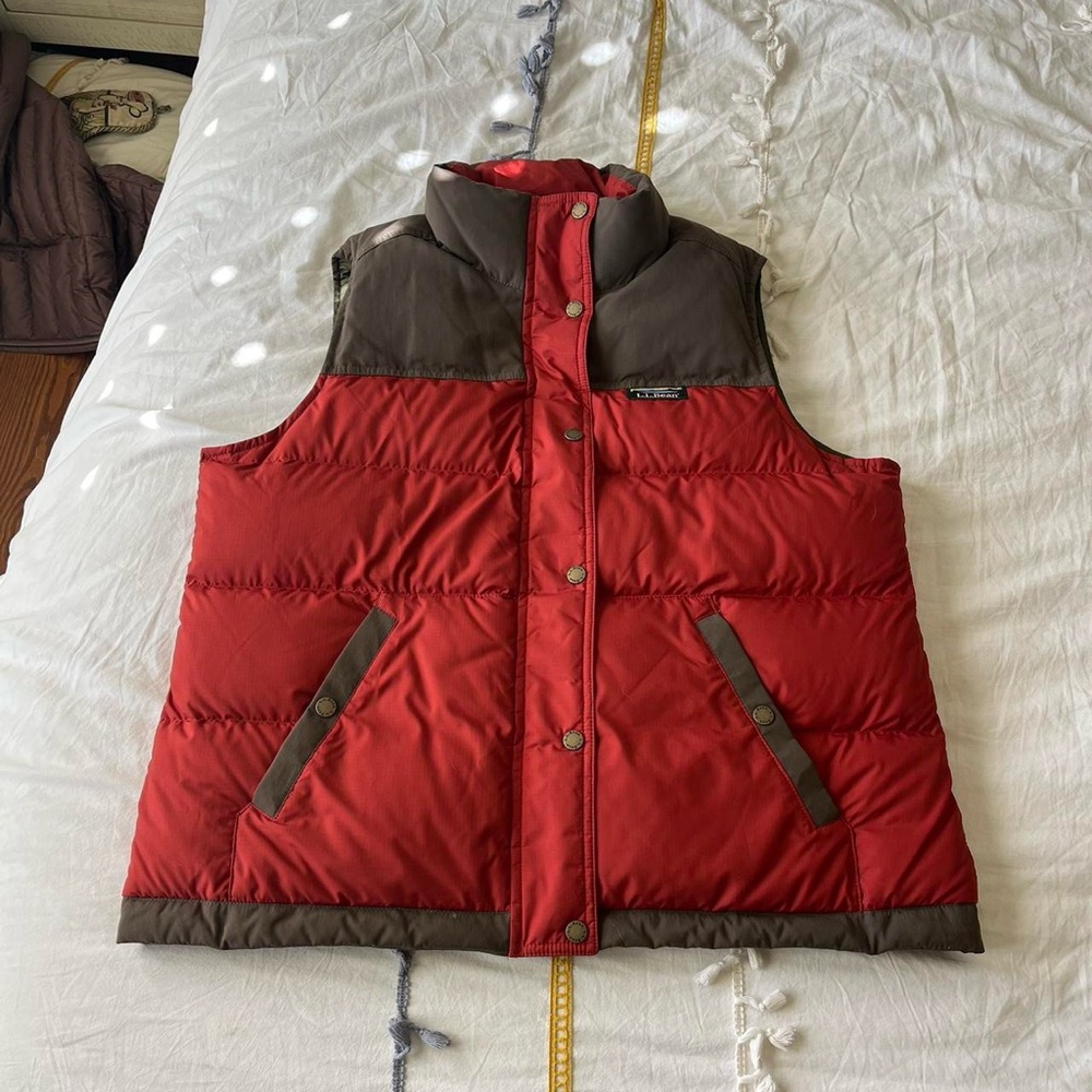 L.L. Bean Red and Brown Quilted Puffer Vest